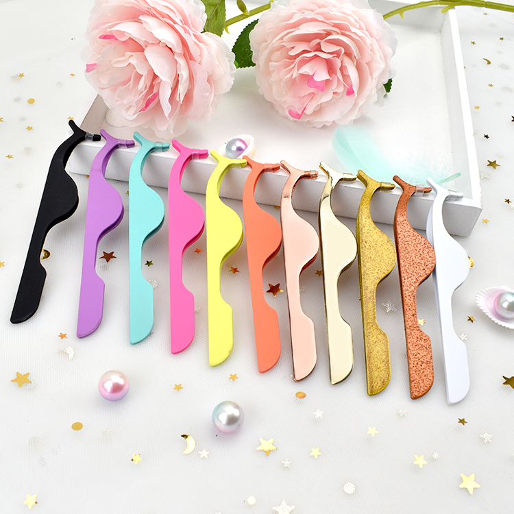 Custom Logo Stainless Steel Eyelash Applicator Tweezers for Strip Lash ZX098